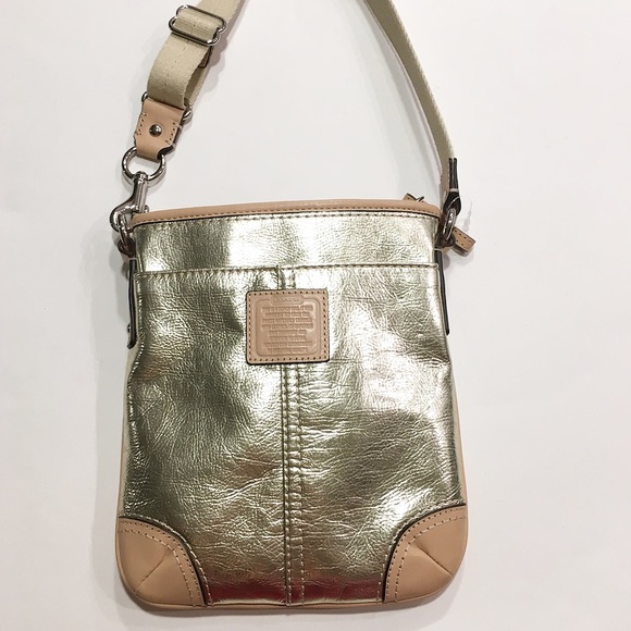 Coach Gold and Tan Crossbody Bag - Picture 1 of 9
